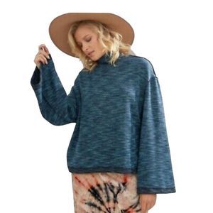 WE THE FREE FREE PEOPLE SUNNY DAYS BLUE MARLED SWE